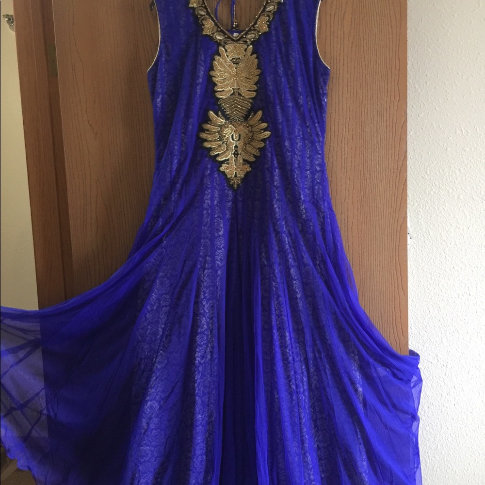 Royal blue anarkali Indian design wedding bridal